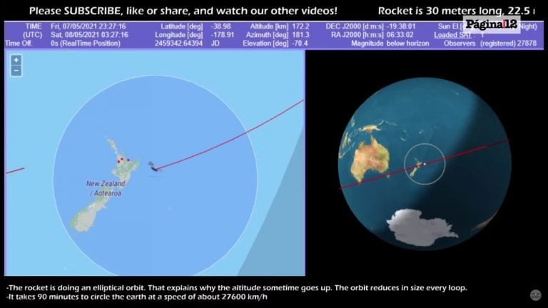 EN VIVO | El cohete chino fuera de control se aproxima a la tierra