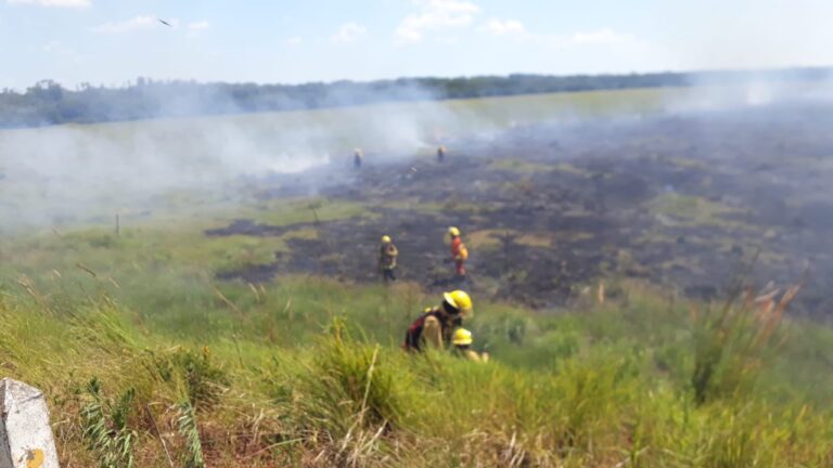 Bomberos Voluntarios de Candelaria  combate incendios sobre la RP 204