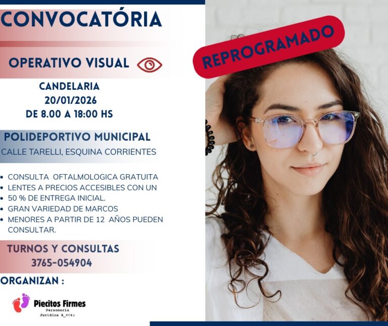 Reprograman el Operativo Visual Candelaria 2026: será el 20 de enero y solicitan completar cupos